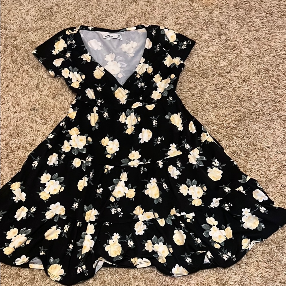 Hollister Black Floral Dress